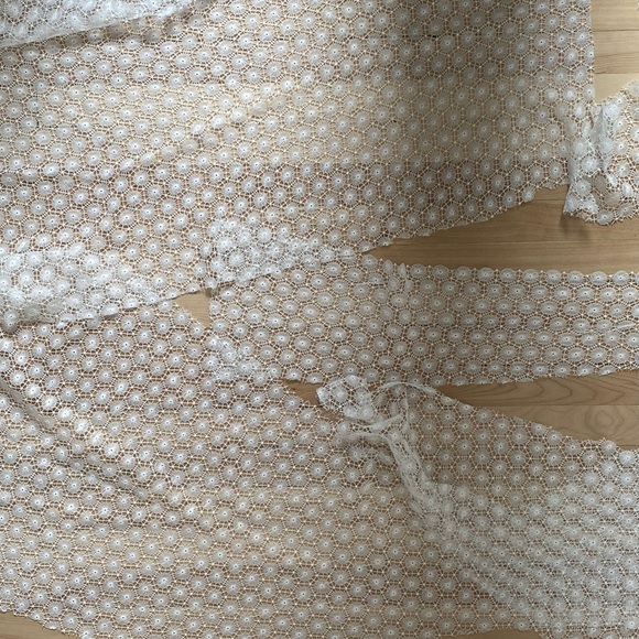 Ivory White Fabric with Geometric Broderie - Picture 3 of 4